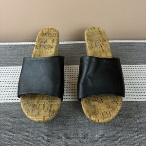 Michael By Michael Shannon Women’s Ibiza Black Cork Wedge Sandals Size 8M